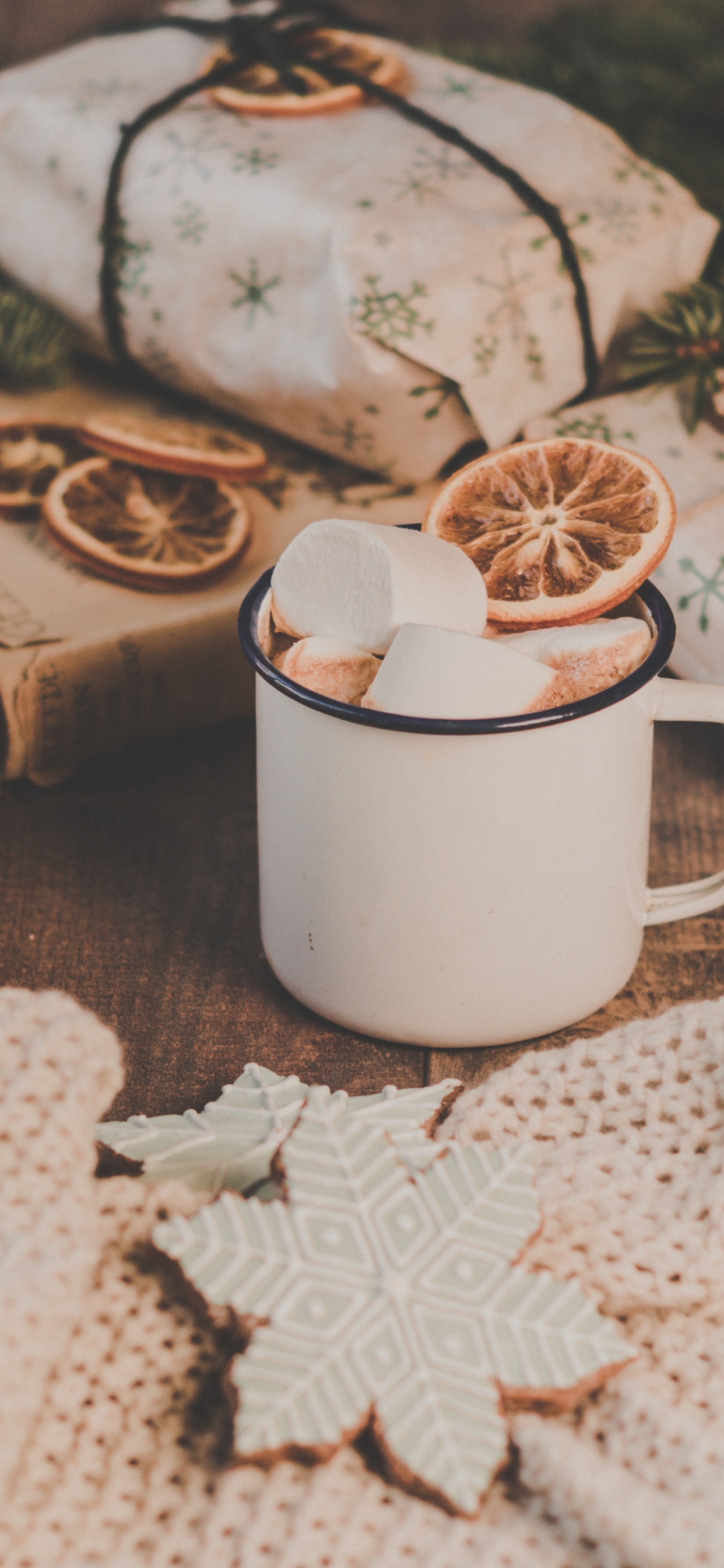 White Ceramic Mug With Brown and White Star Print. Wallpaper in 1242x2688 Resolution