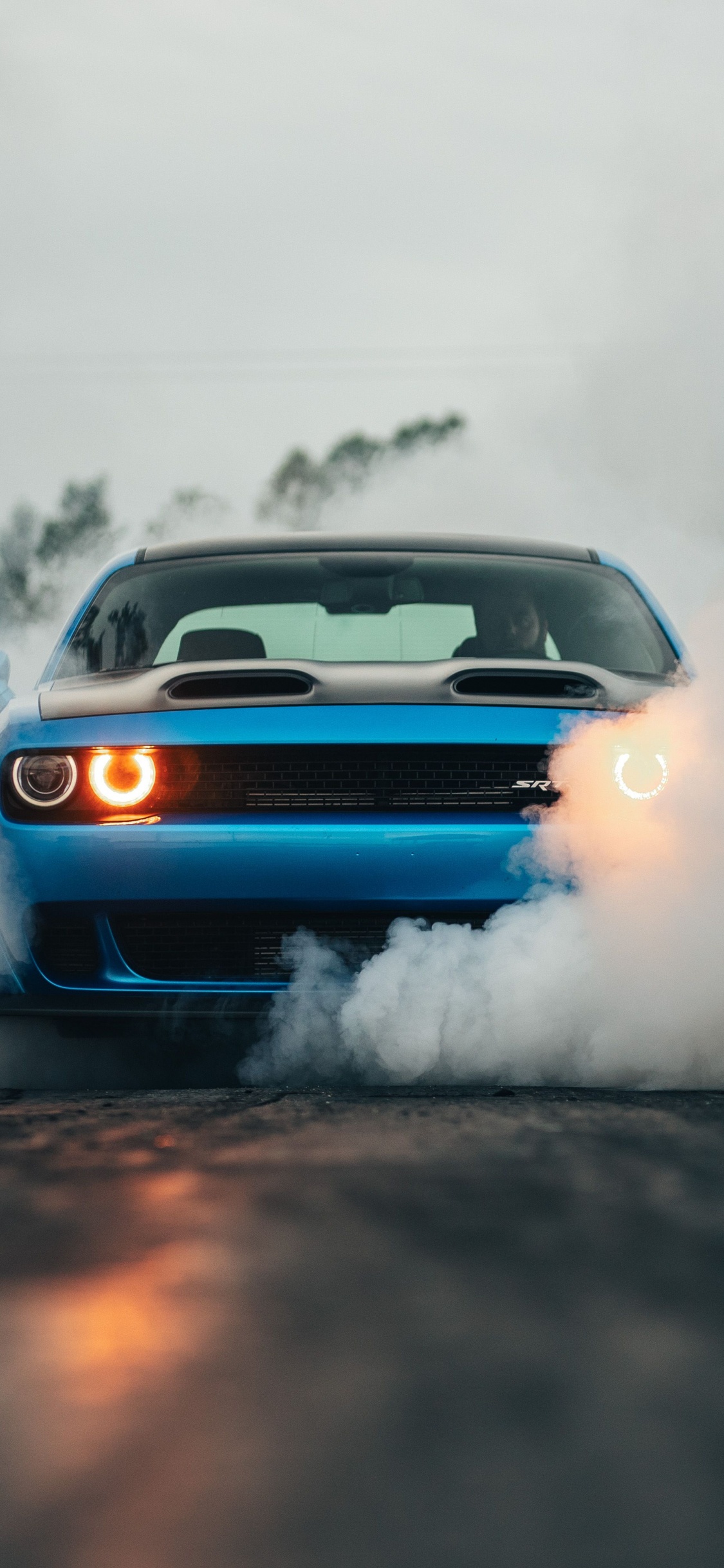 Chevrolet Camaro Bleu Sur Route. Wallpaper in 1125x2436 Resolution