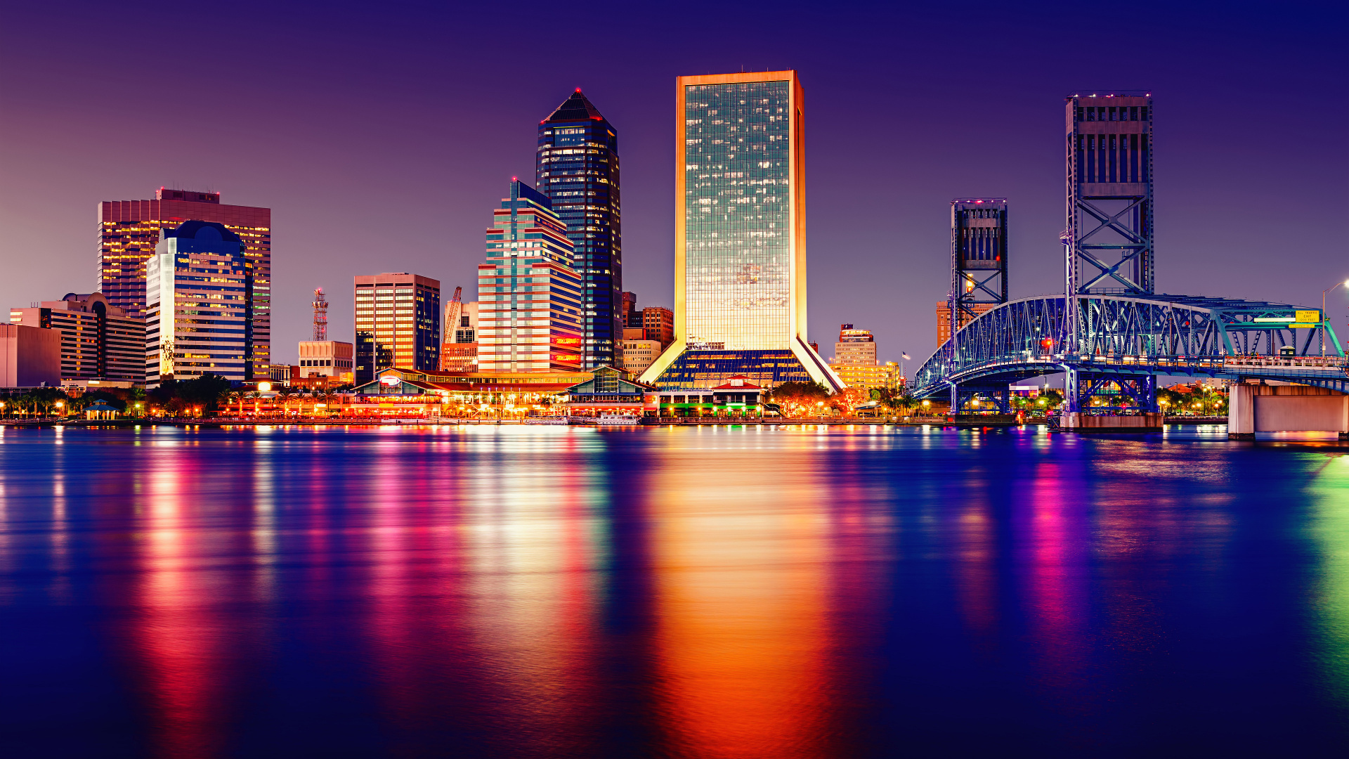 Freundschaftsbrunnen, Jacksonville, Tampa, Wasser, Gebäude. Wallpaper in 1920x1080 Resolution