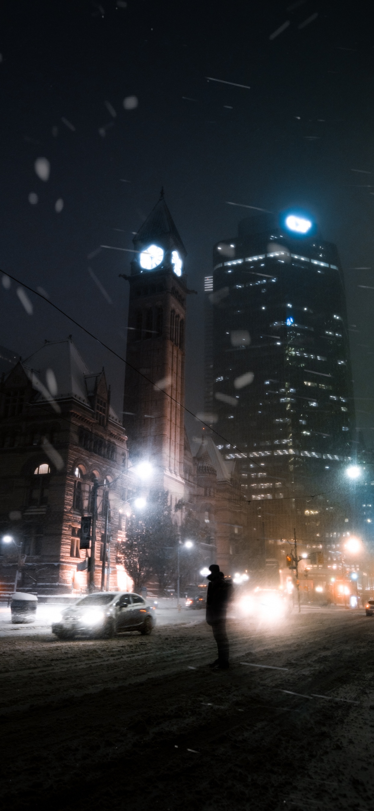 People Walking on Street During Night Time. Wallpaper in 1242x2688 Resolution