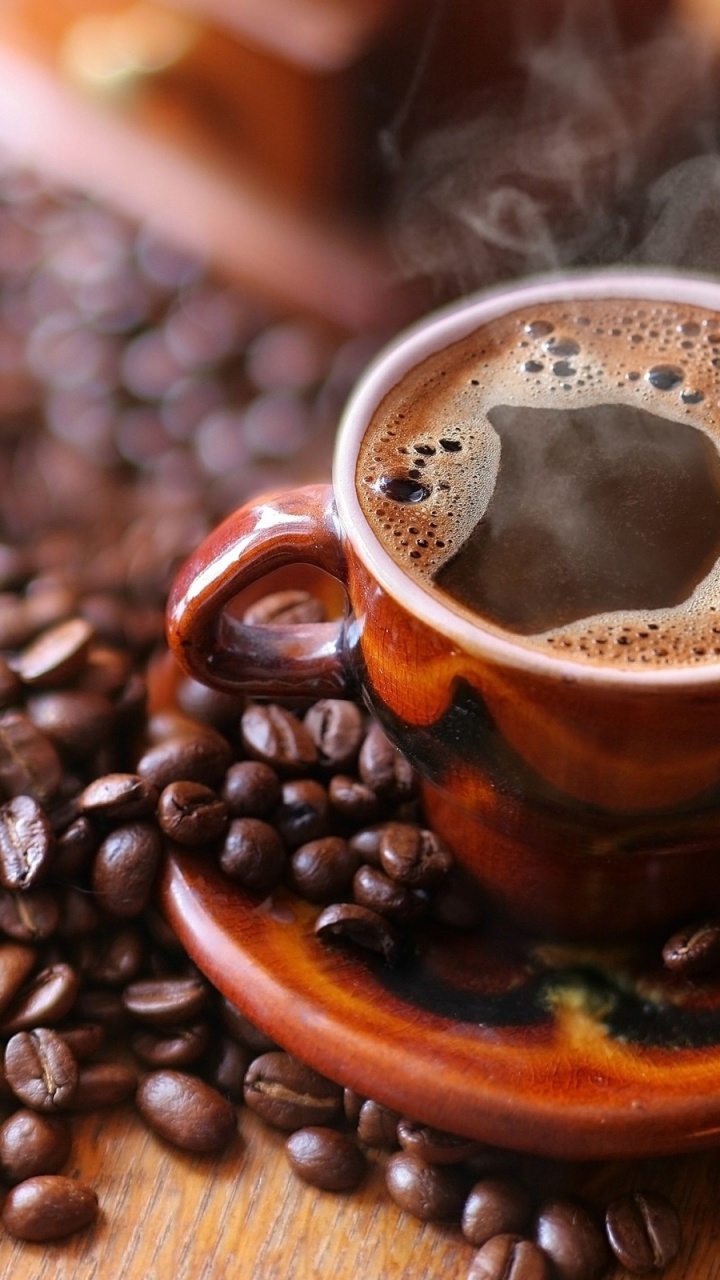 Brown Ceramic Mug on Brown Wooden Table. Wallpaper in 720x1280 Resolution