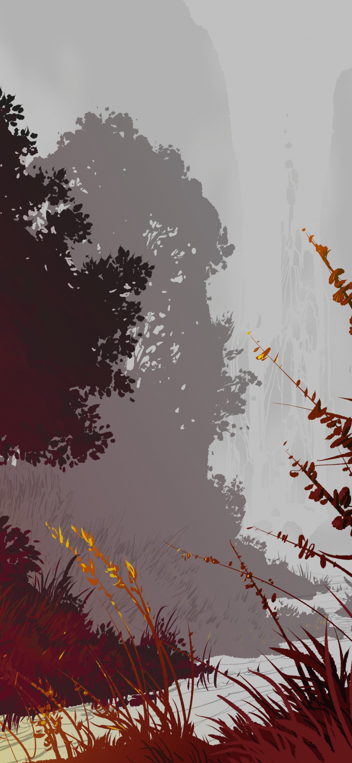 Arbres Verts Sous un Ciel Blanc Pendant la Journée. Wallpaper in 1125x2436 Resolution