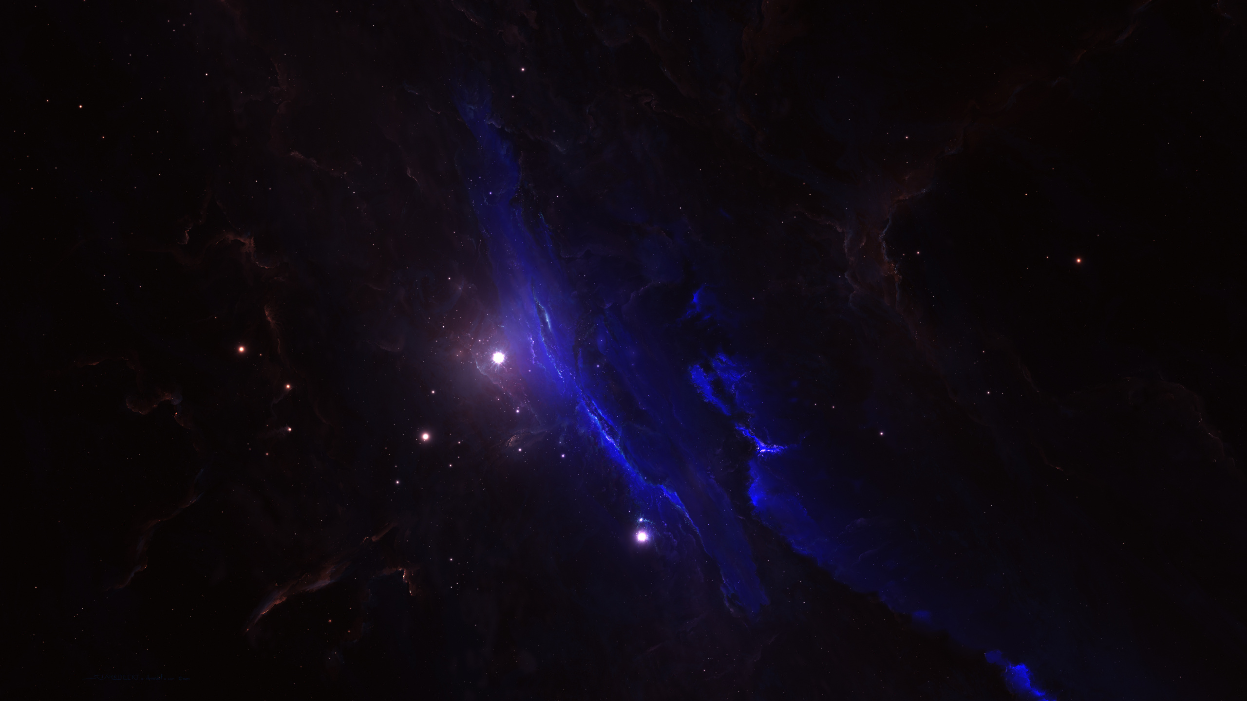Blaue Und Weiße Galaxieillustration. Wallpaper in 2560x1440 Resolution