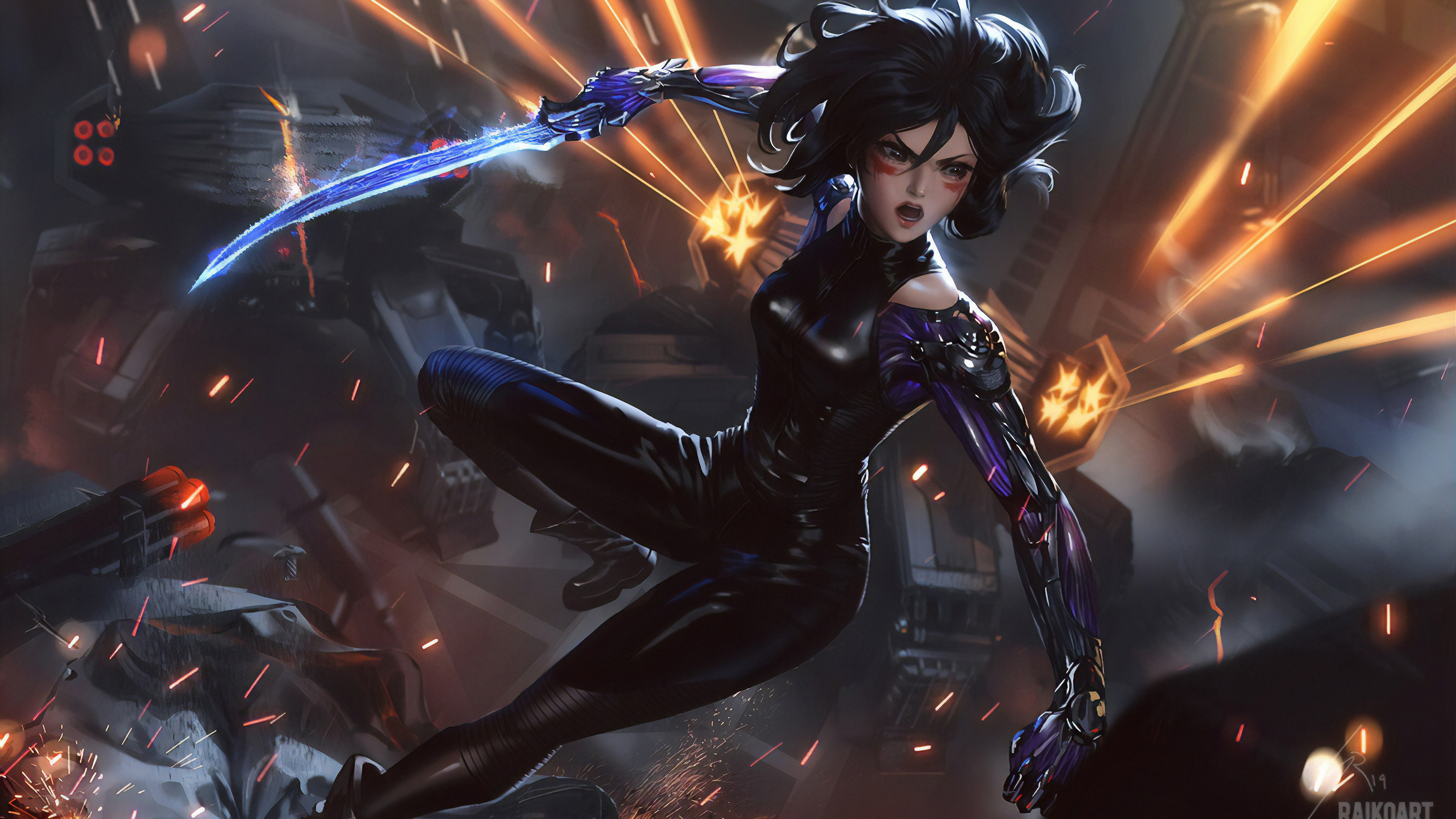 Alita Battle Angel, Battle Angel Alita, Licht, Cartoon, Electric Blue. Wallpaper in 3840x2160 Resolution