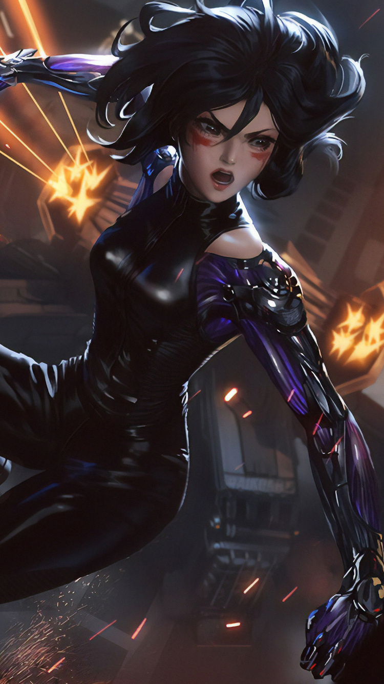 Alita Battle Angel, Battle Angel Alita, Licht, Cartoon, Electric Blue. Wallpaper in 750x1334 Resolution