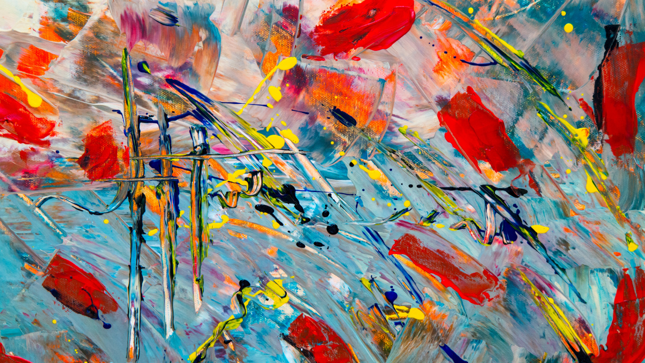 Red Blue and Yellow Abstract Painting. Wallpaper in 1280x720 Resolution