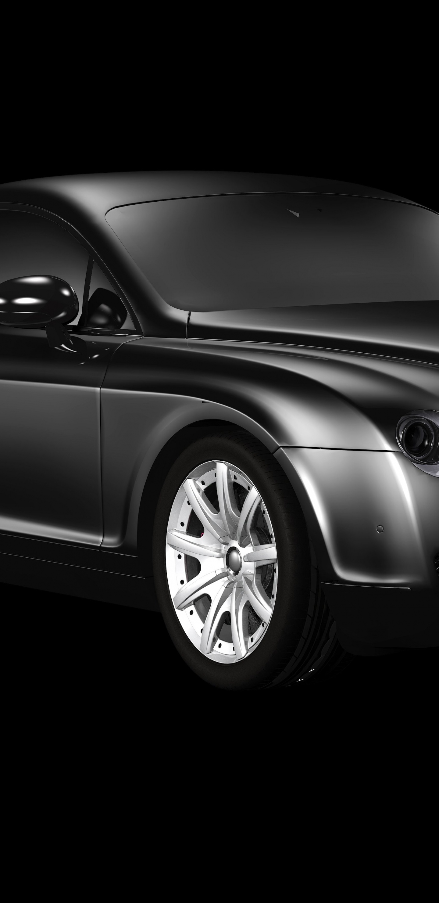 Black Mercedes Benz Coupe on Black Background. Wallpaper in 1440x2960 Resolution