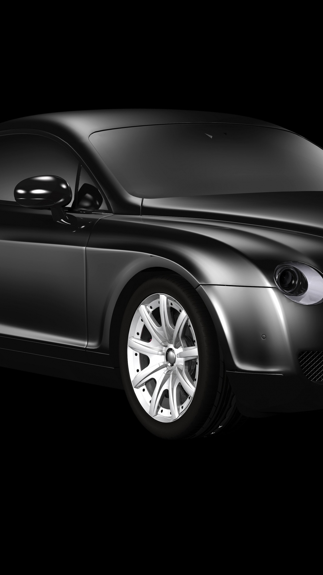 Mercedes Benz Coupé Noir Sur Fond Noir. Wallpaper in 1080x1920 Resolution