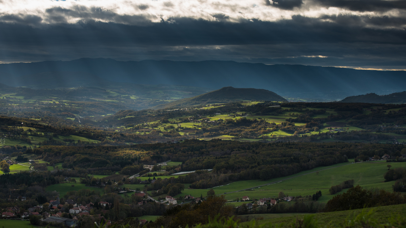 Mountain, Highland, Mountainous Landforms, Nature, Cloud. Wallpaper in 1366x768 Resolution