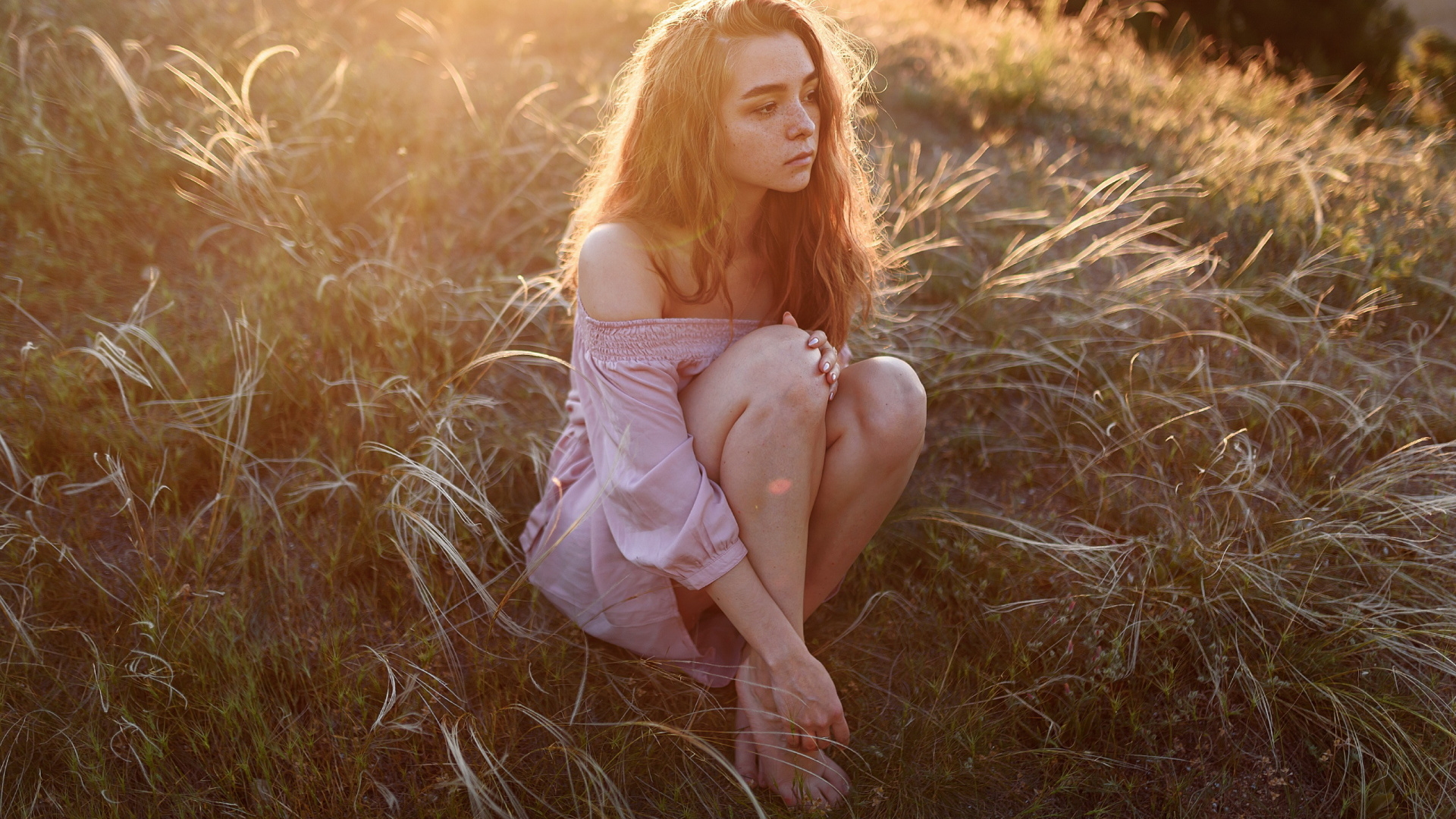 Beauty, Red Hair, Plant, Light, Leg. Wallpaper in 1920x1080 Resolution