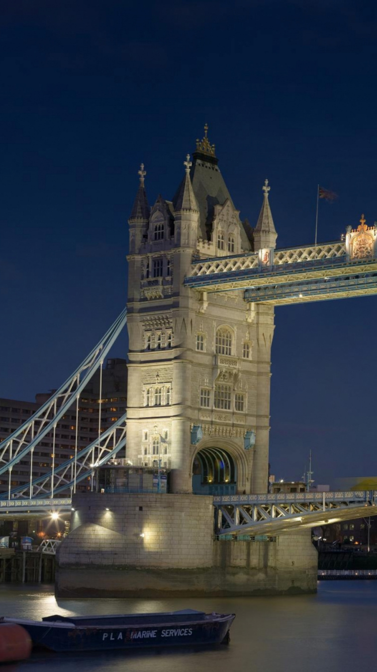 White and Blue Bridge During Night Time. Wallpaper in 750x1334 Resolution