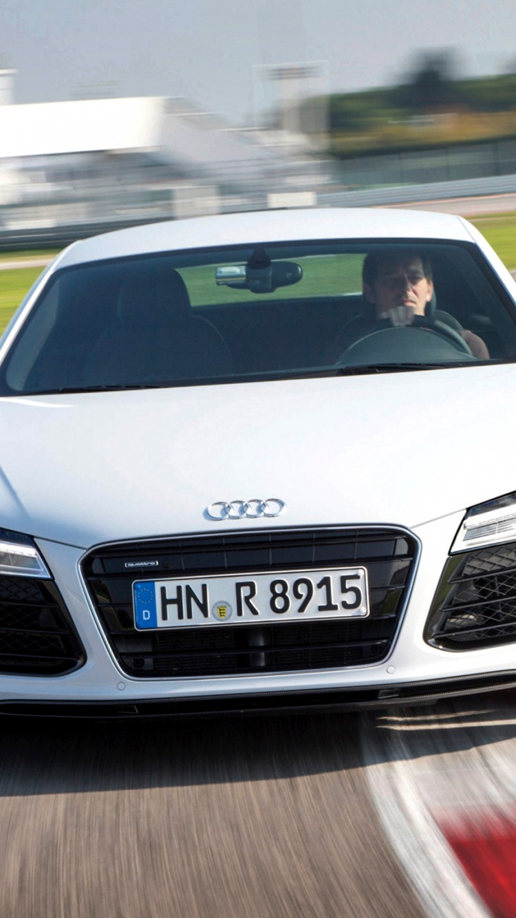 White Audi r 8 on Road During Daytime. Wallpaper in 750x1334 Resolution