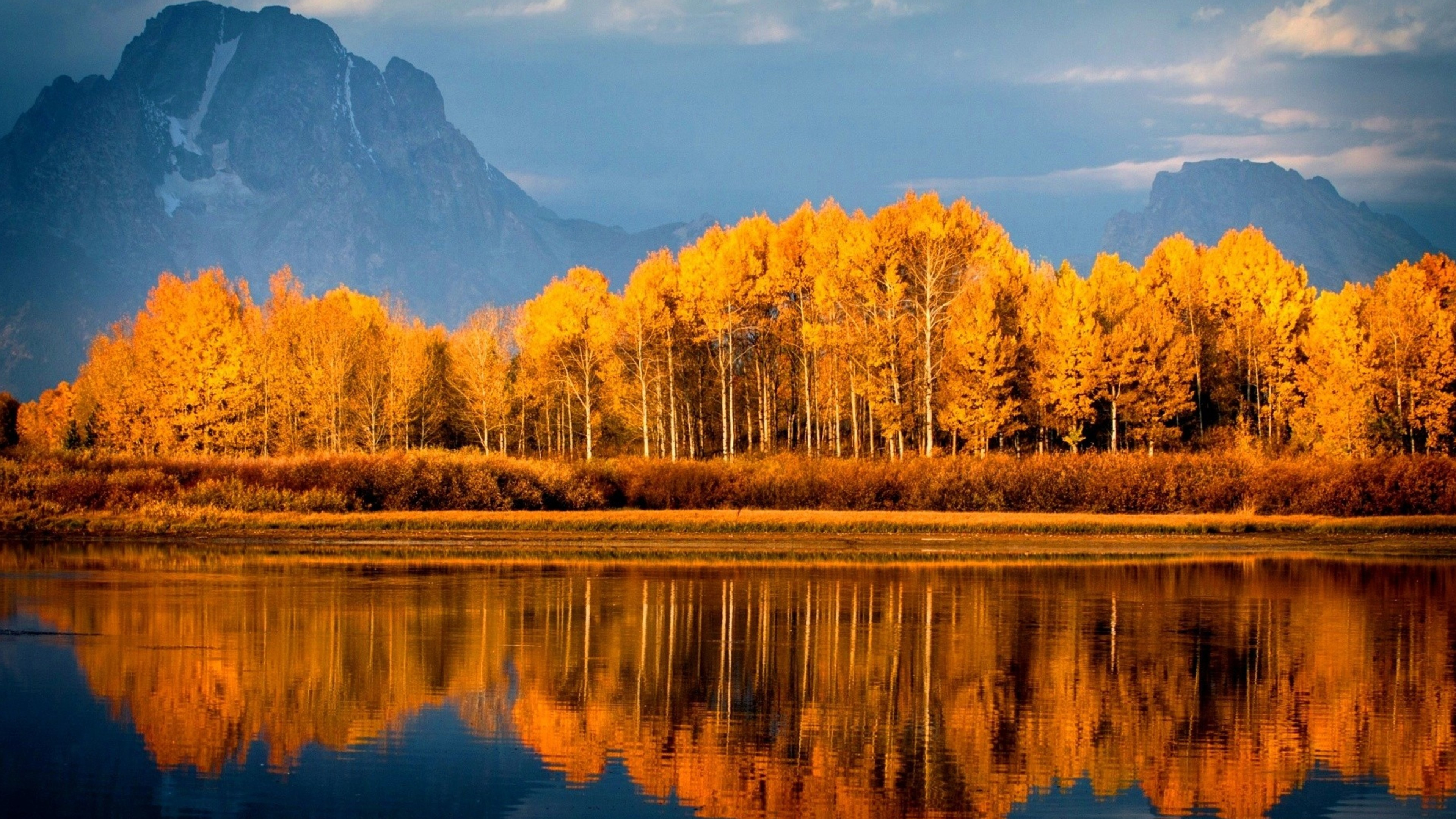 反射, 性质, 荒野, 早上, 秋天的叶的颜色 壁纸 3840x2160 允许