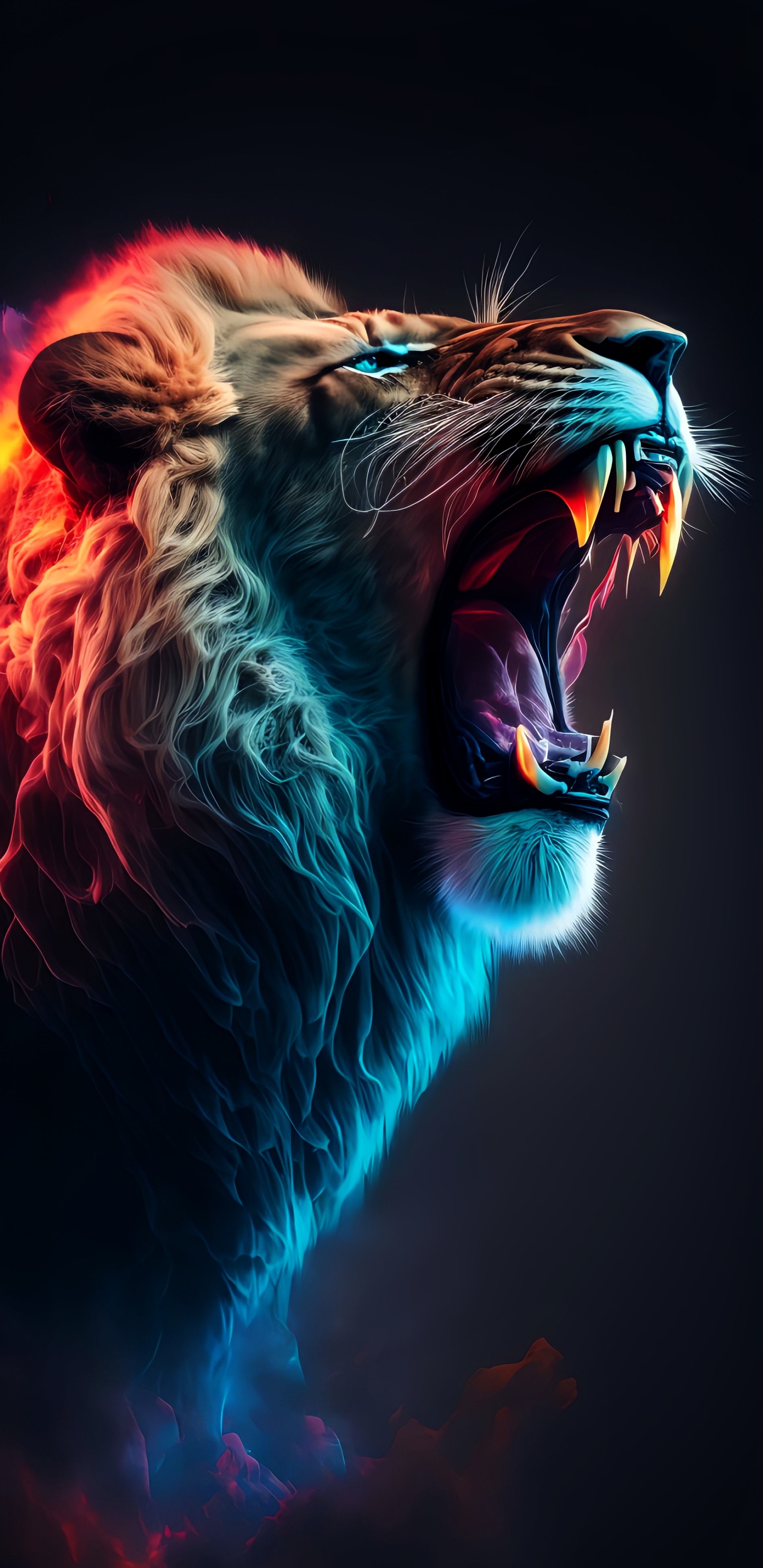 Massai-Löwe, Lion, Leopard, Tiger, Brüllen. Wallpaper in 1440x2960 Resolution
