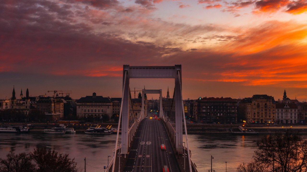 Citadelle de Corte, Budapest, Eau, Infrastructure, Afterglow. Wallpaper in 1280x720 Resolution
