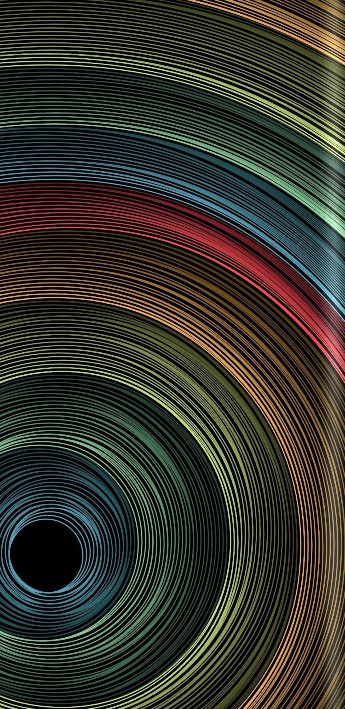 色彩, 光, 黑色的, 圆圈, 对称 壁纸 1440x2960 允许