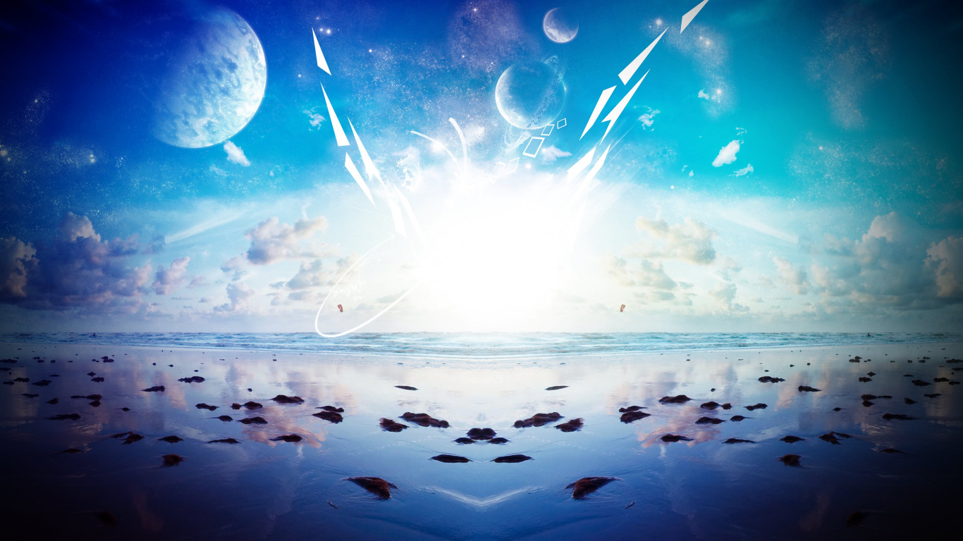 Schwarzer Und Weißer Fisch im Aquarium. Wallpaper in 1366x768 Resolution