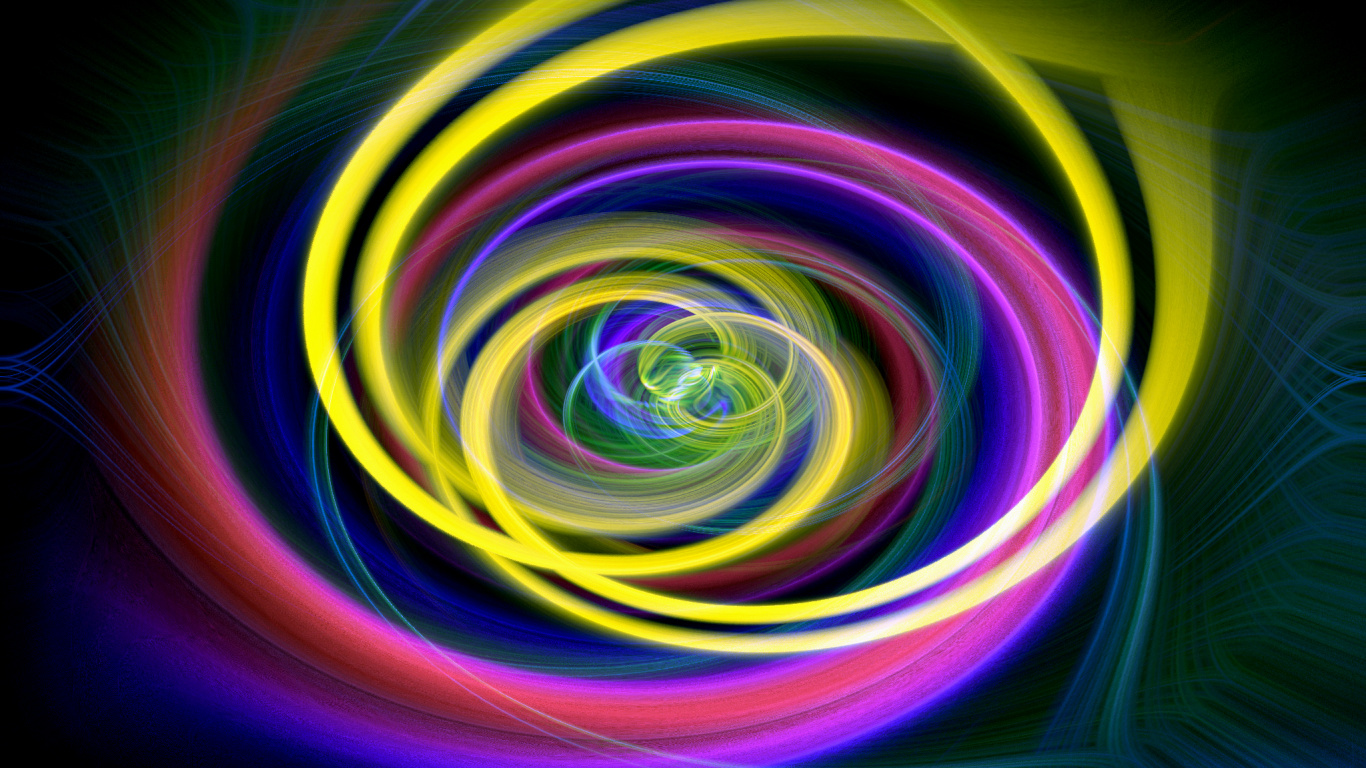 Green Purple and Orange Abstract Painting. Wallpaper in 1366x768 Resolution