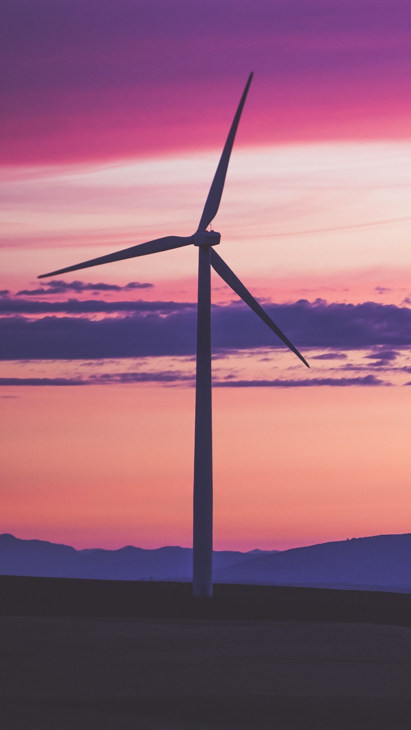 Wind Turbine on Hill During Sunset. Wallpaper in 1440x2560 Resolution
