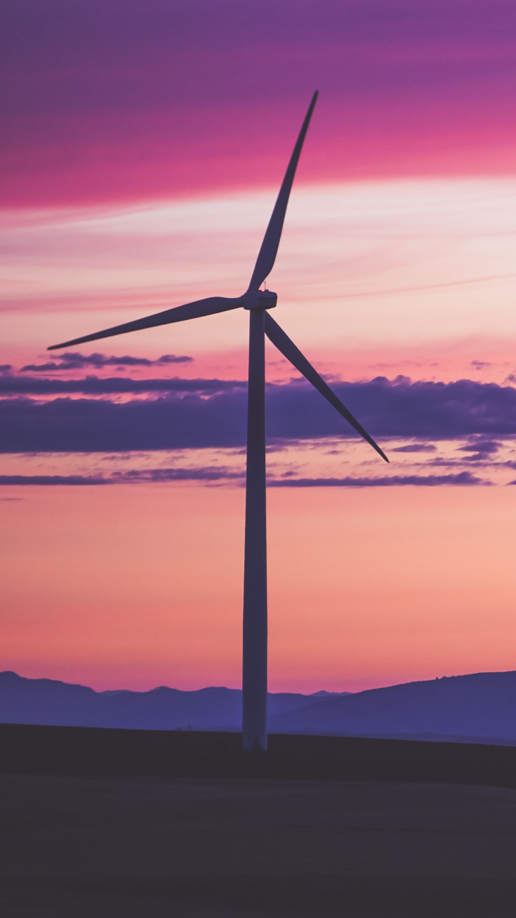 Wind Turbine on Hill During Sunset. Wallpaper in 750x1334 Resolution