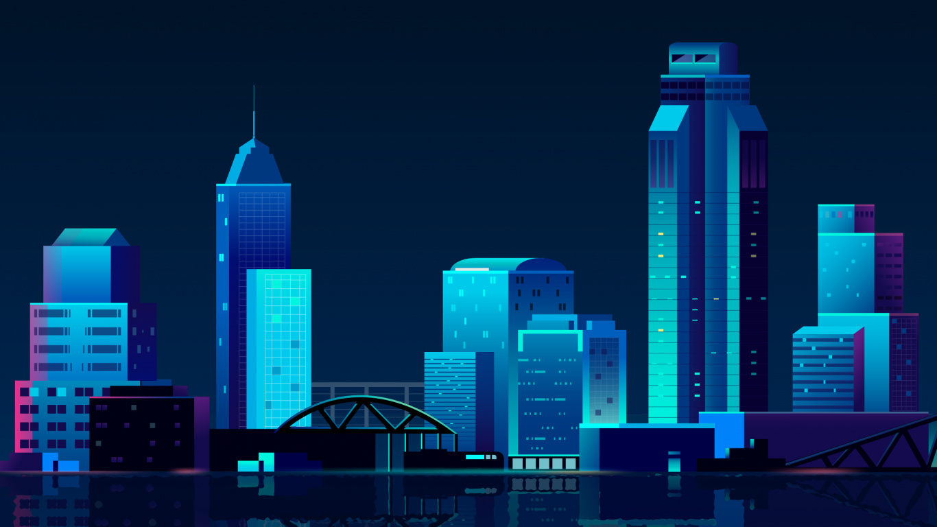 Ios 16, Tablet, Android, Gratte-ciel, Bâtiment. Wallpaper in 1366x768 Resolution