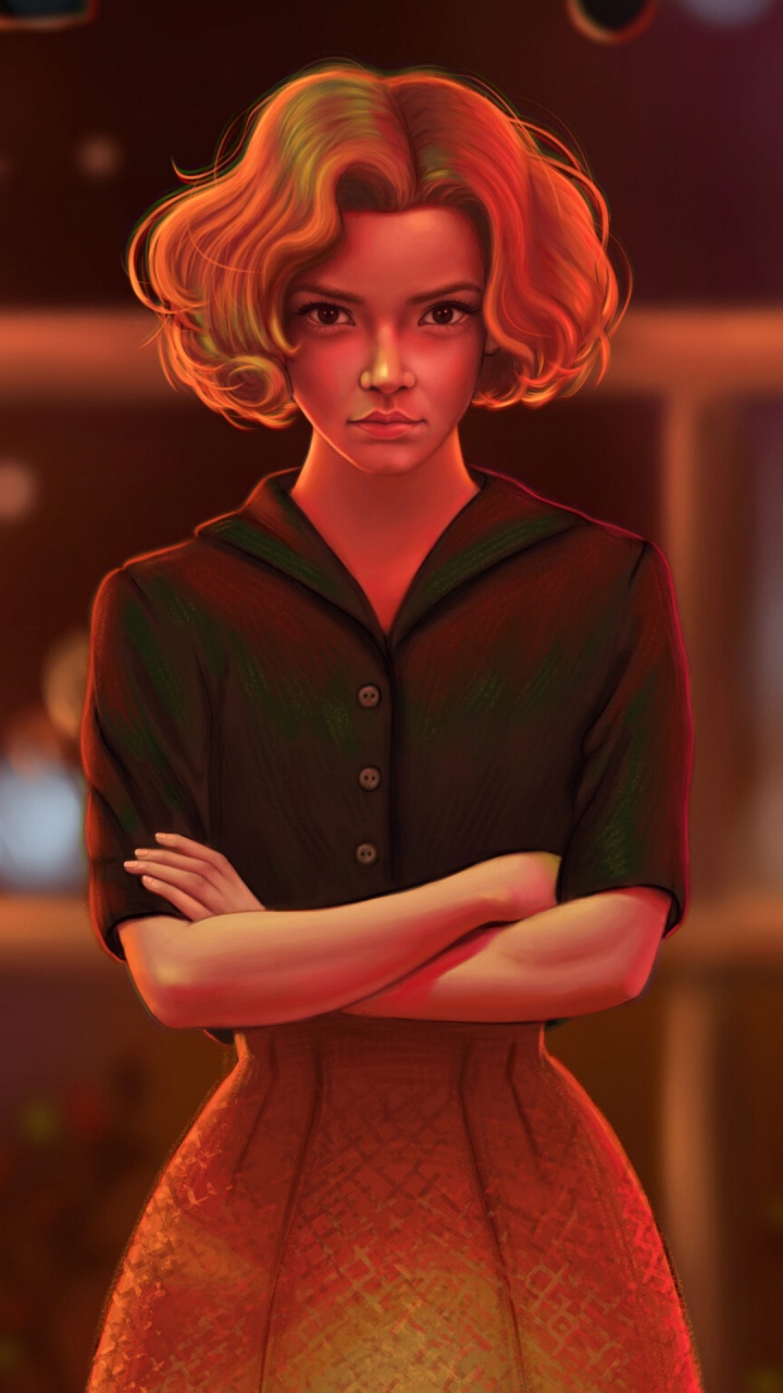 Beth Harmon, Télévision, Coiffure, Orange, Mode. Wallpaper in 720x1280 Resolution