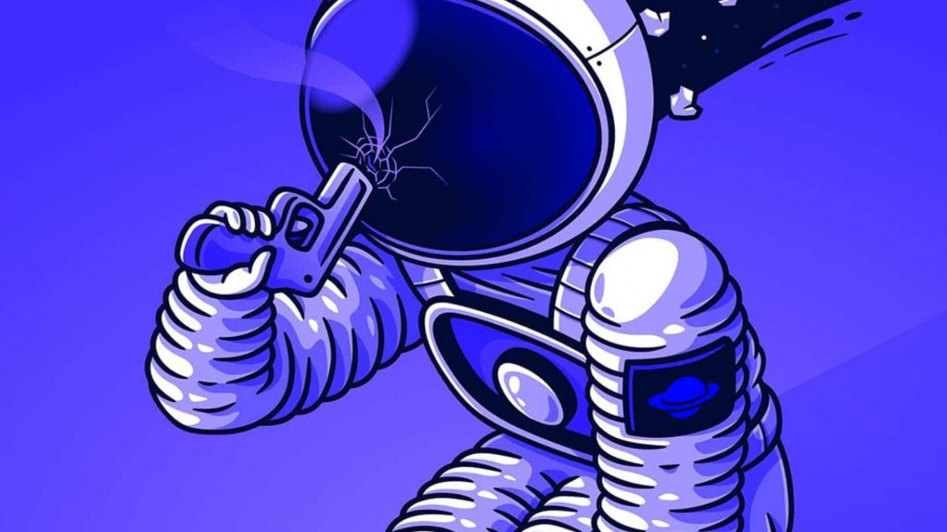 Blau, Azure, Kunst, Astronaut, Electric Blue. Wallpaper in 1366x768 Resolution