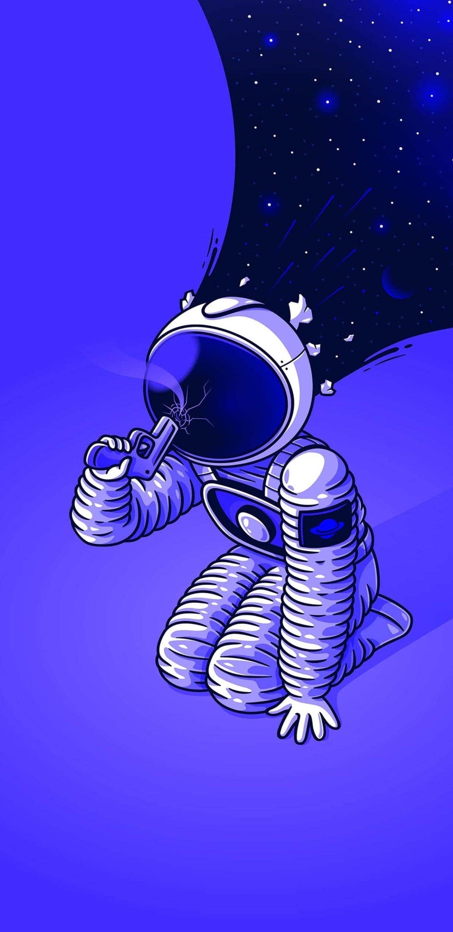 Blau, Azure, Kunst, Astronaut, Electric Blue. Wallpaper in 1440x2960 Resolution