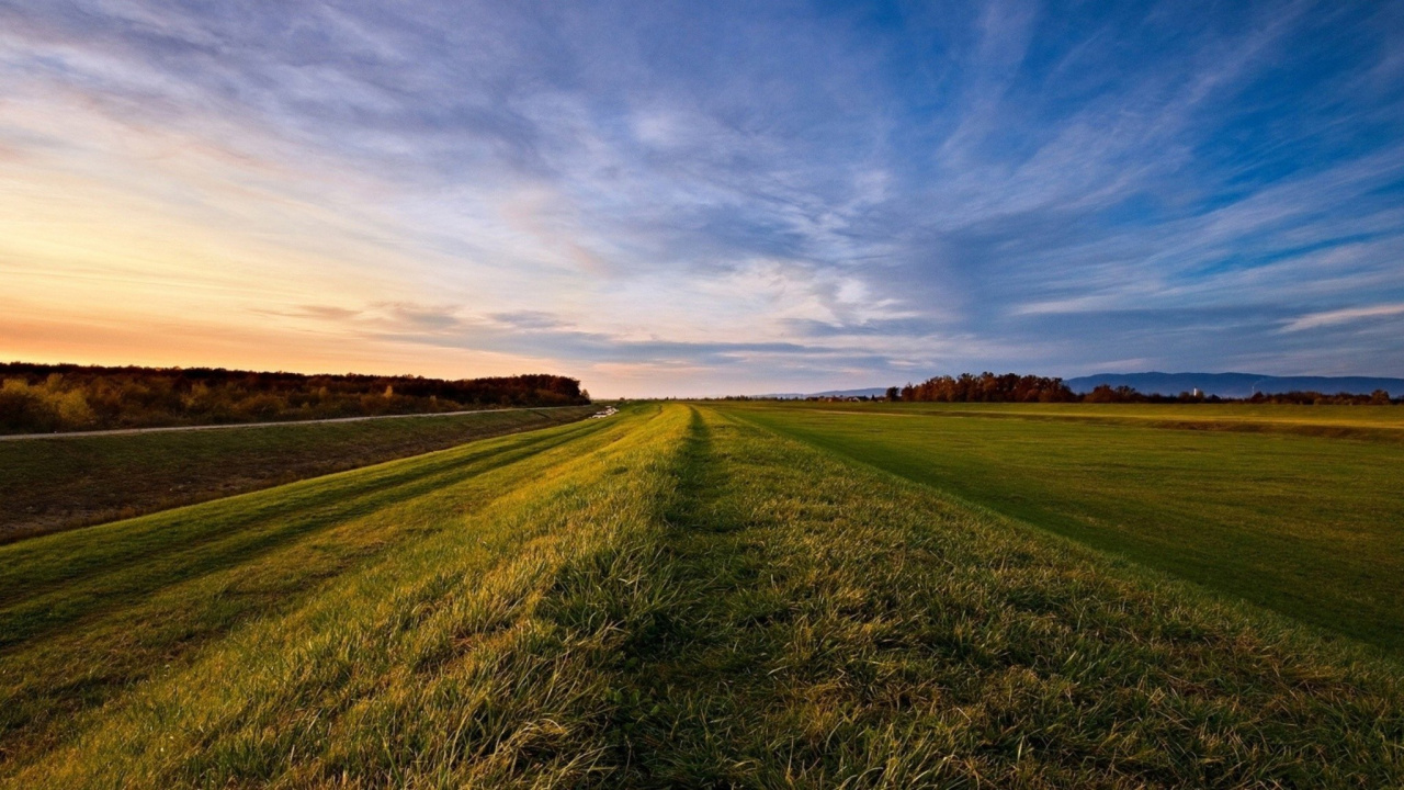 Green Grass Field Under Blue Sky During Daytime. Wallpaper in 1280x720 Resolution