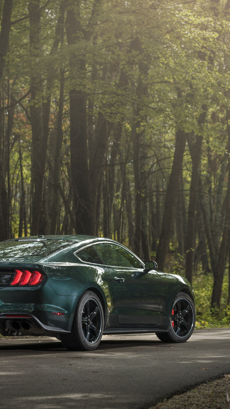 Schwarze Limousine Auf Der Straße Zwischen Bäumen Tagsüber. Wallpaper in 750x1334 Resolution