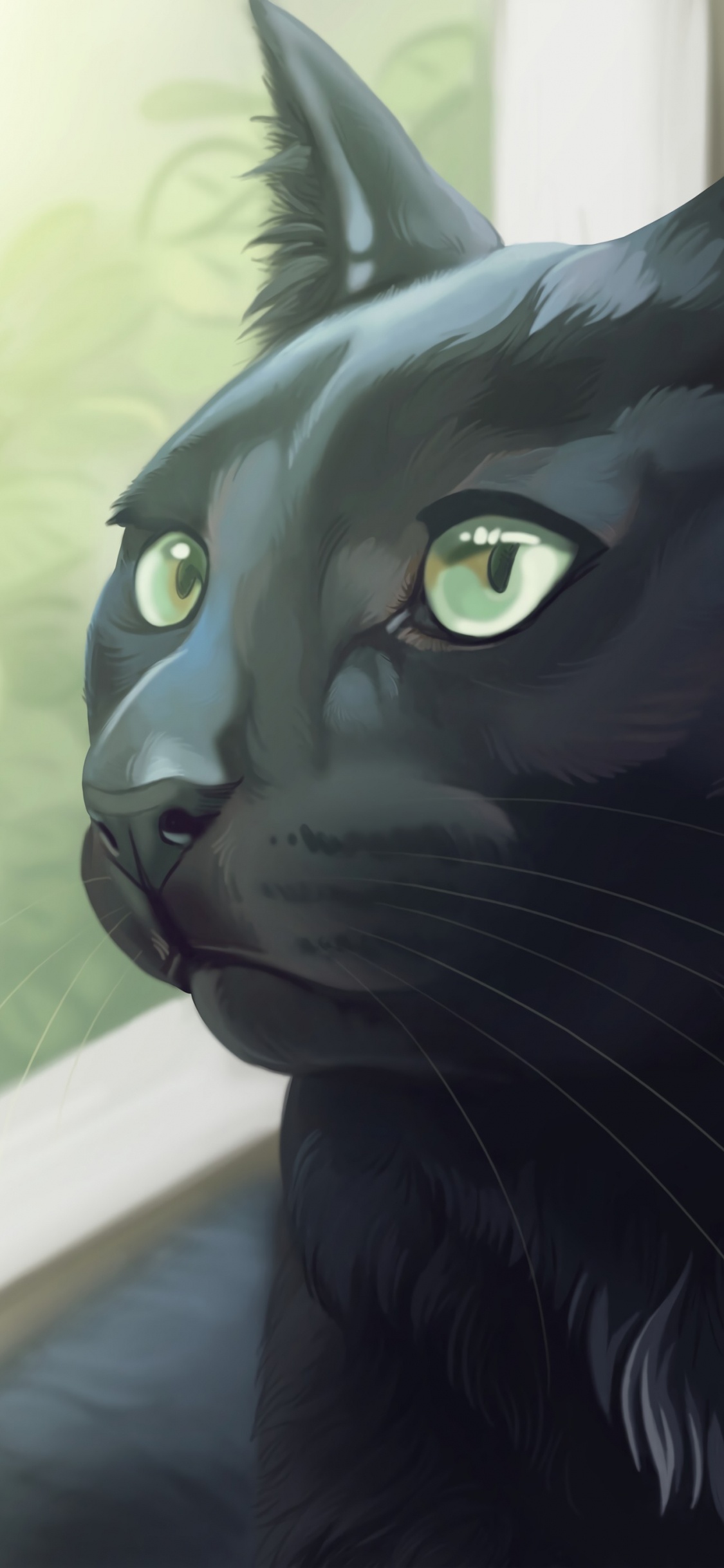 Chat Noir Sur Textile Blanc. Wallpaper in 1125x2436 Resolution