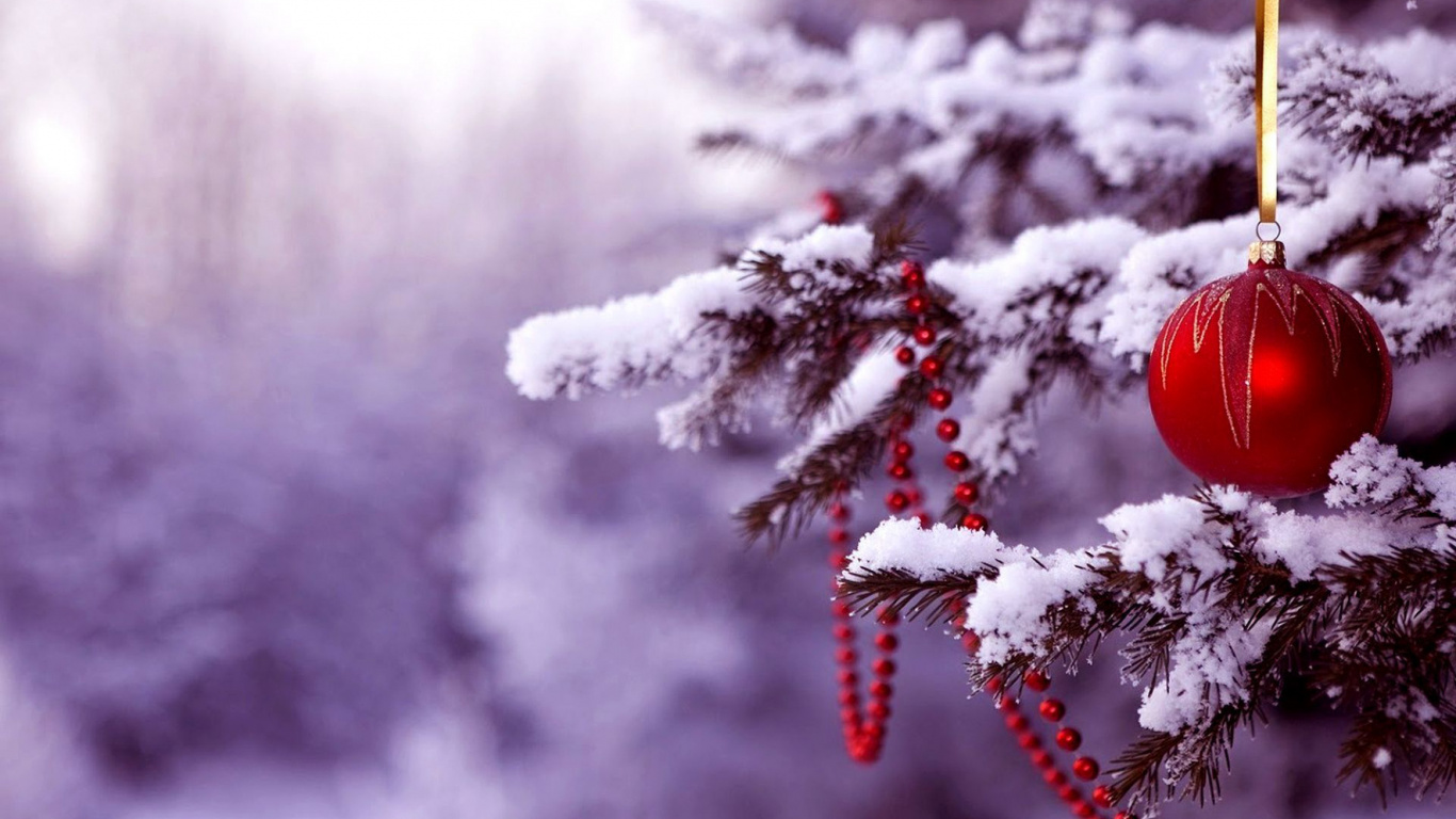 Christmas Day, Christmas Ornament, Christmas Tree, Christmas Decoration, Snow. Wallpaper in 1366x768 Resolution