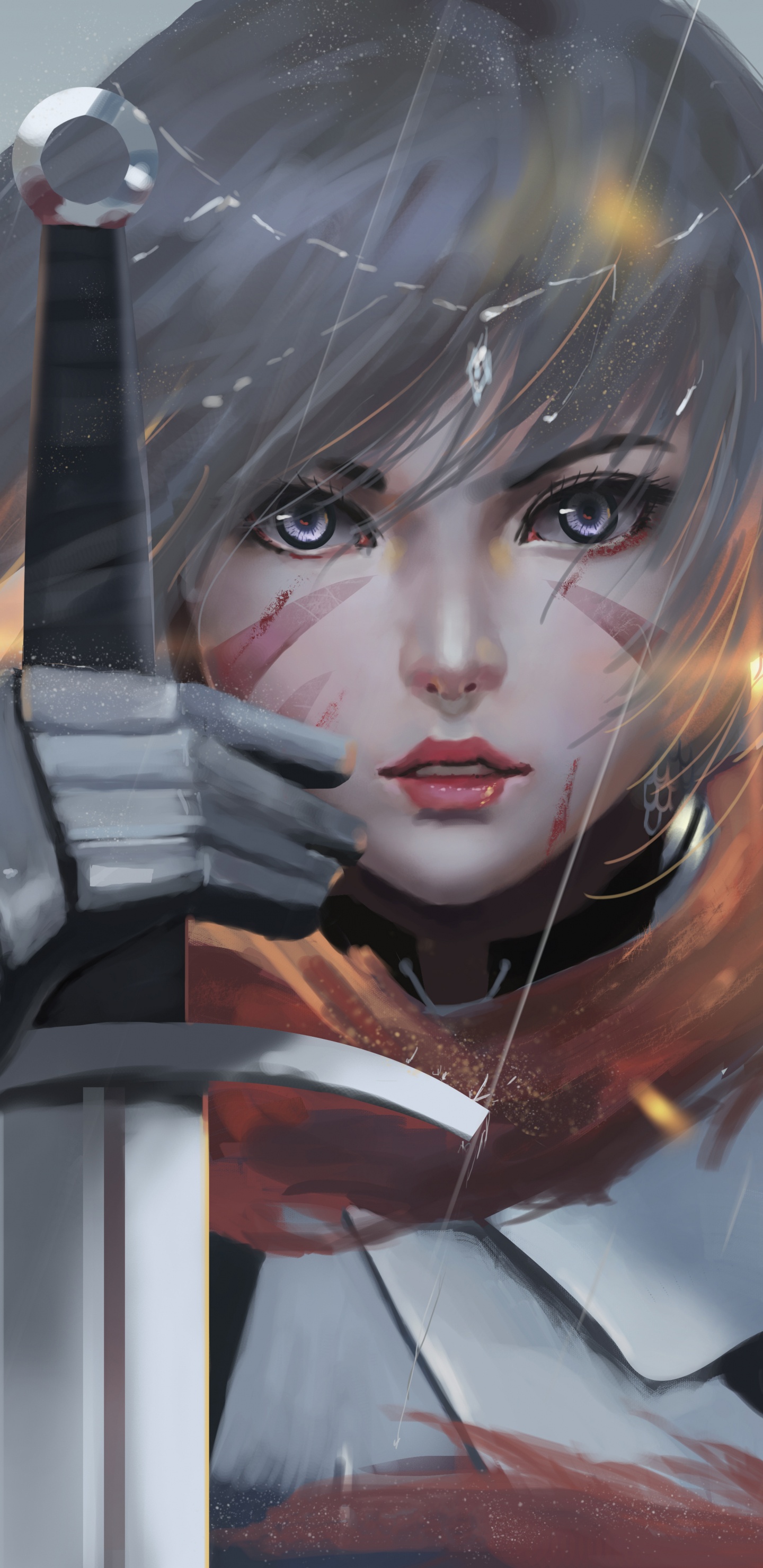 Frau im Schwarzen Und Weißen Kleid Anime-Charakter. Wallpaper in 1440x2960 Resolution