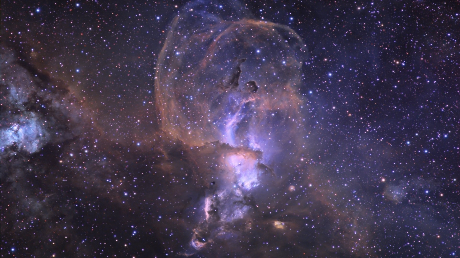 Blau-weißer Planet am Schwarzen Himmel. Wallpaper in 1920x1080 Resolution