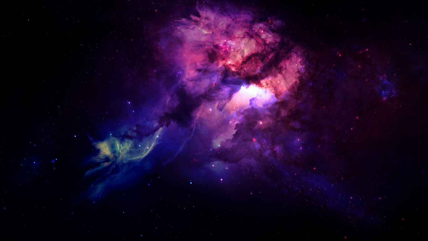 Illustration de la Galaxie Violette et Bleue. Wallpaper in 1366x768 Resolution