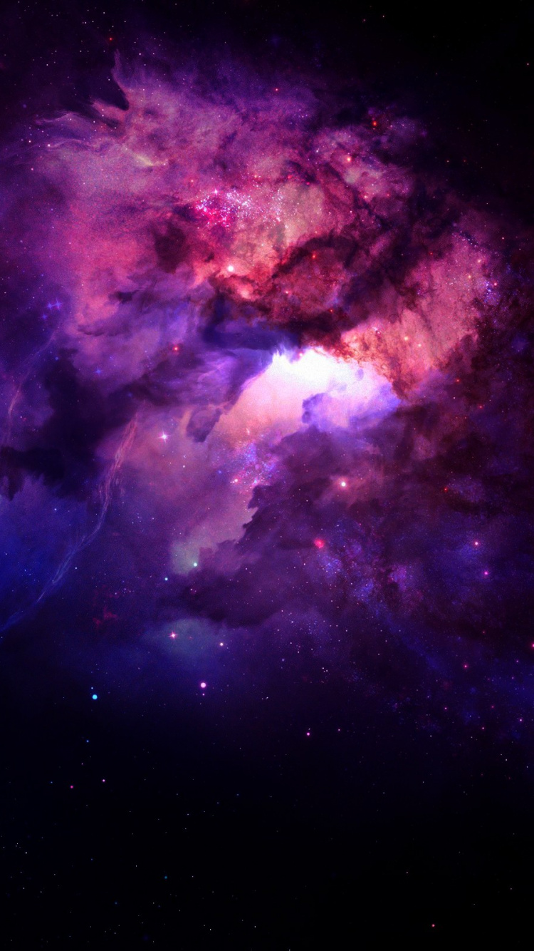 Illustration de la Galaxie Violette et Bleue. Wallpaper in 750x1334 Resolution