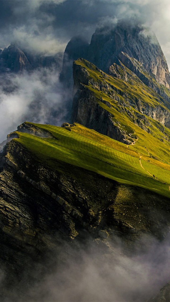 Green and Brown Mountain Under White Clouds. Wallpaper in 720x1280 Resolution