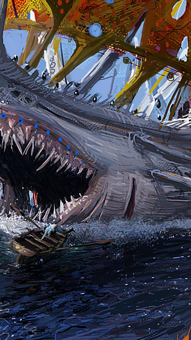 Tiburón Negro en el Agua Durante el Día.. Wallpaper in 750x1334 Resolution