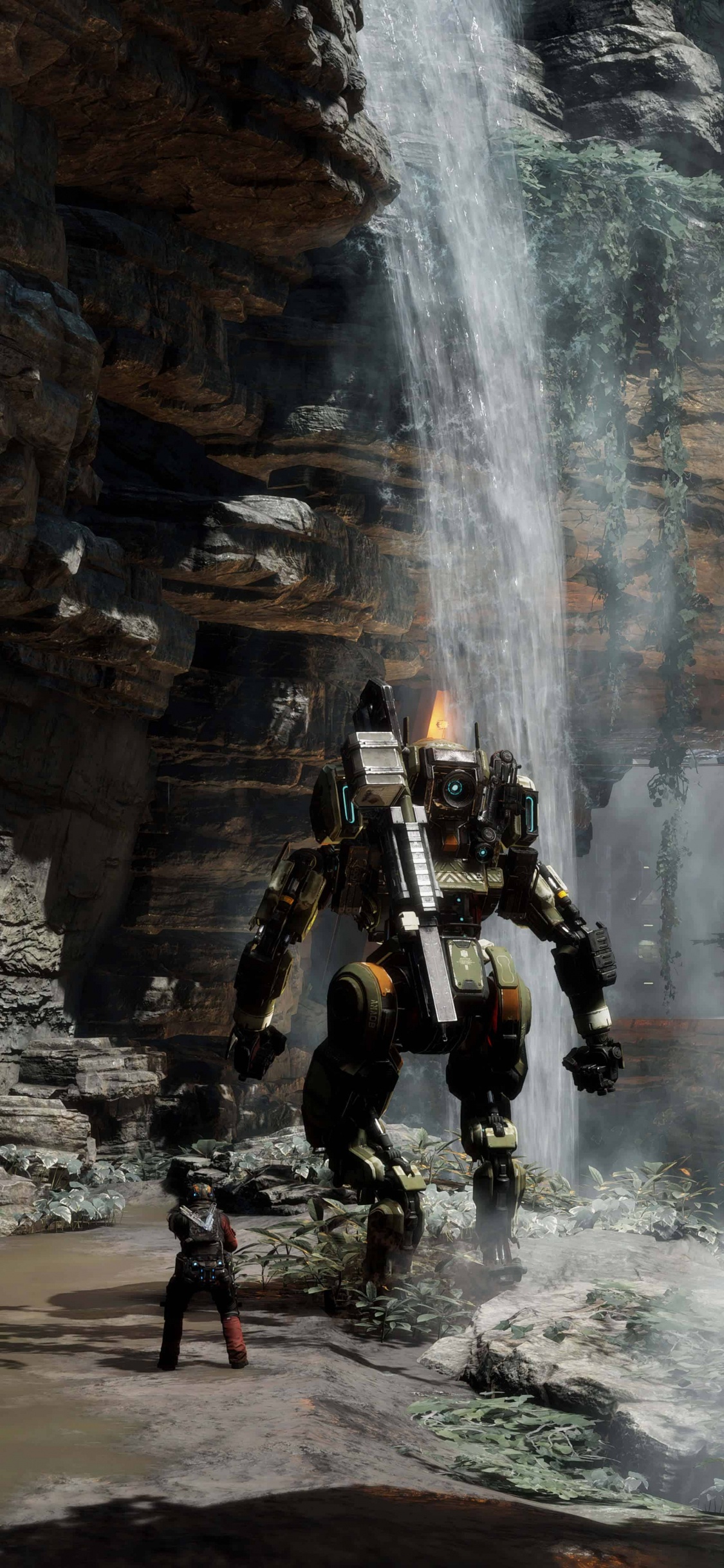 Titanfall 2, Water, Waterfall, Watercourse, Formation. Wallpaper in 1125x2436 Resolution