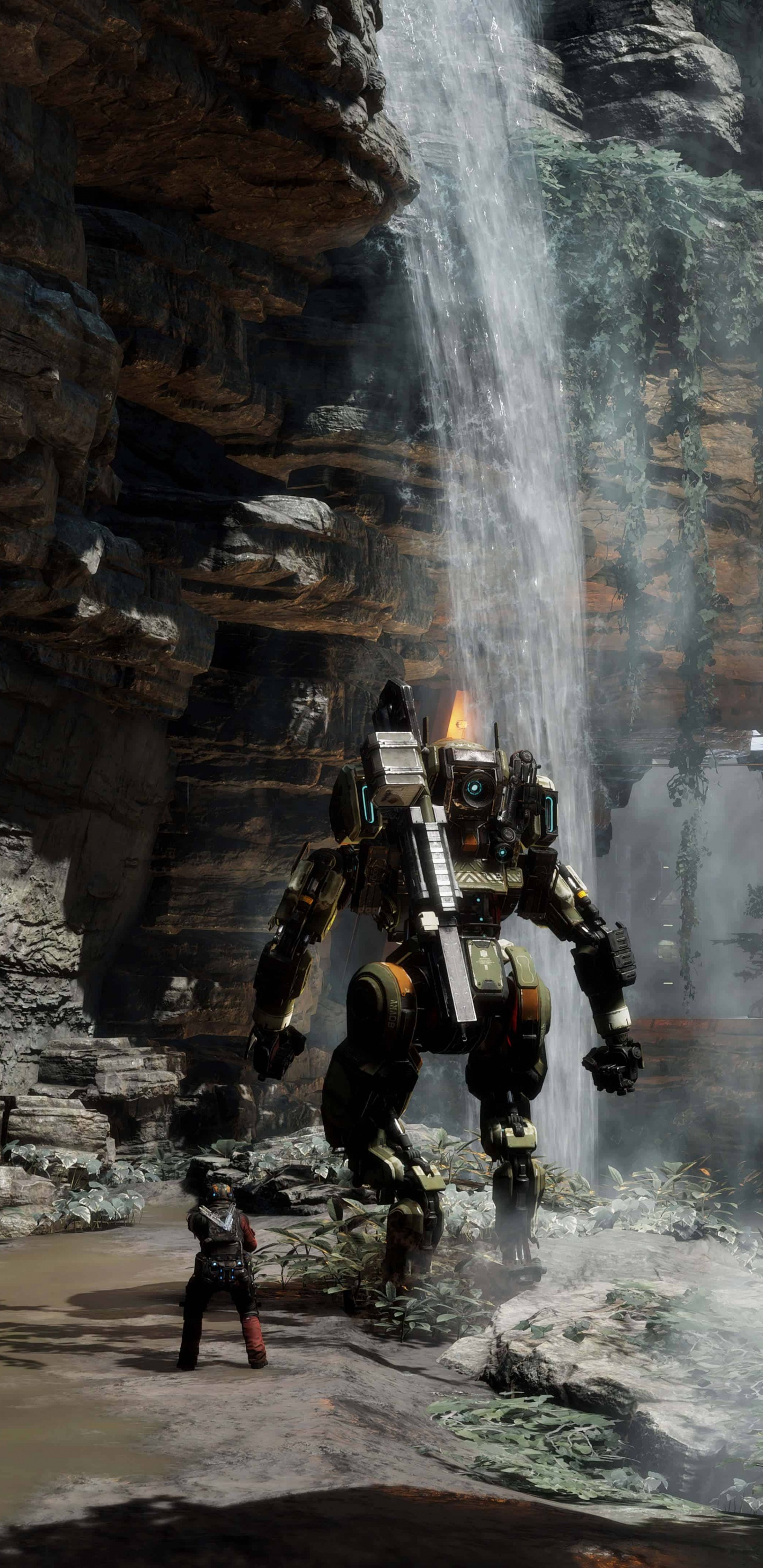 Titanfall 2, Water, Waterfall, Watercourse, Formation. Wallpaper in 1440x2960 Resolution