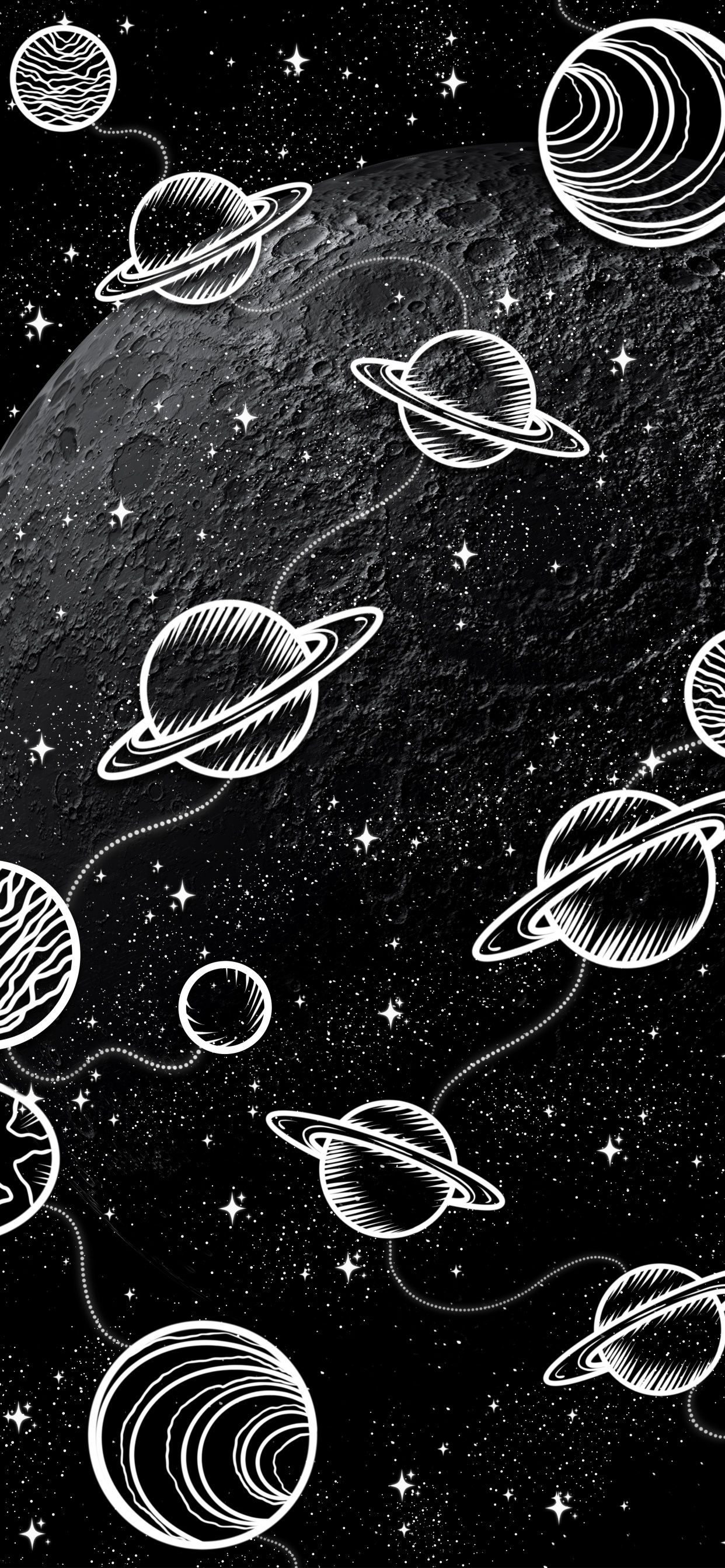 Drawing, Art, White, Black, Blackboard. Wallpaper in 1242x2688 Resolution