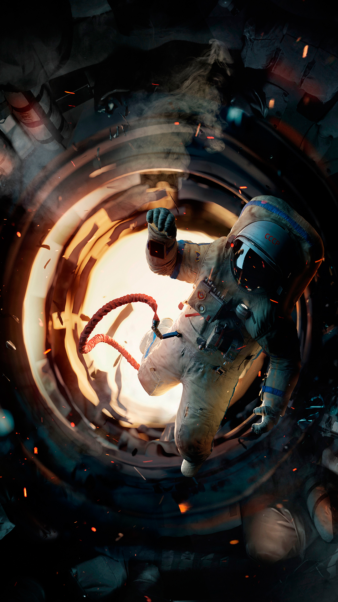 Astronauta, Arte, Espacio, Tierra, Ilustración. Wallpaper in 1080x1920 Resolution