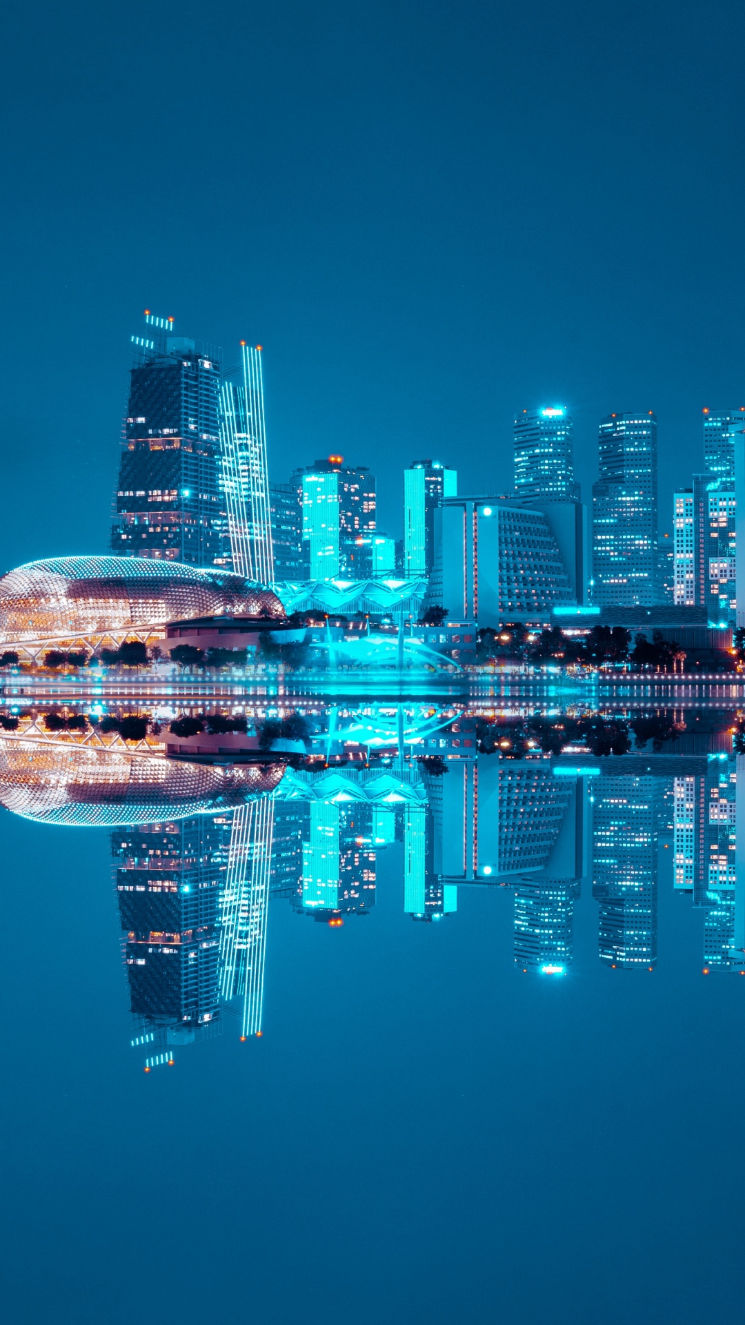 City Skyline Across Body of Water During Night Time. Wallpaper in 1080x1920 Resolution