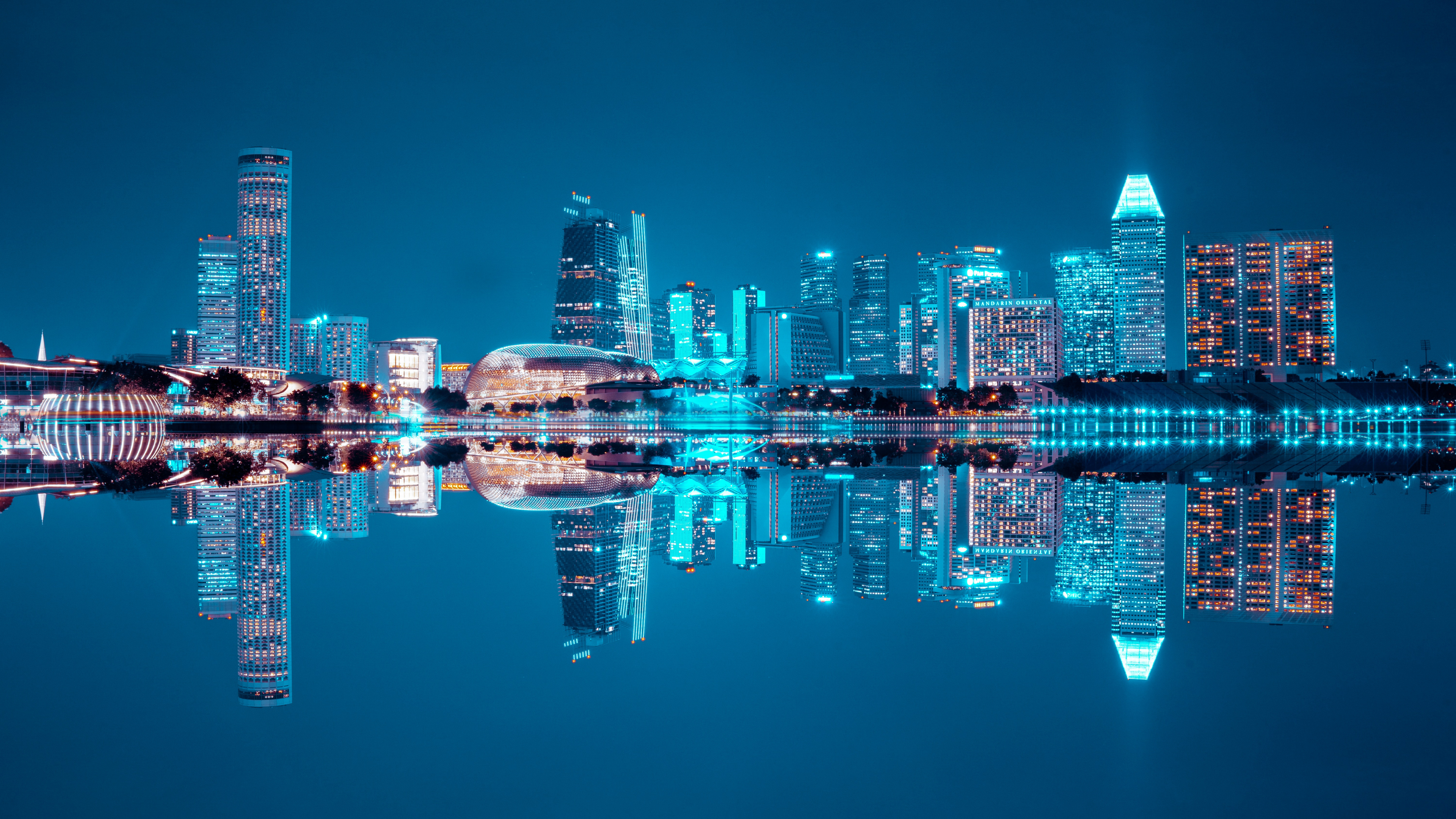City Skyline Across Body of Water During Night Time. Wallpaper in 3840x2160 Resolution