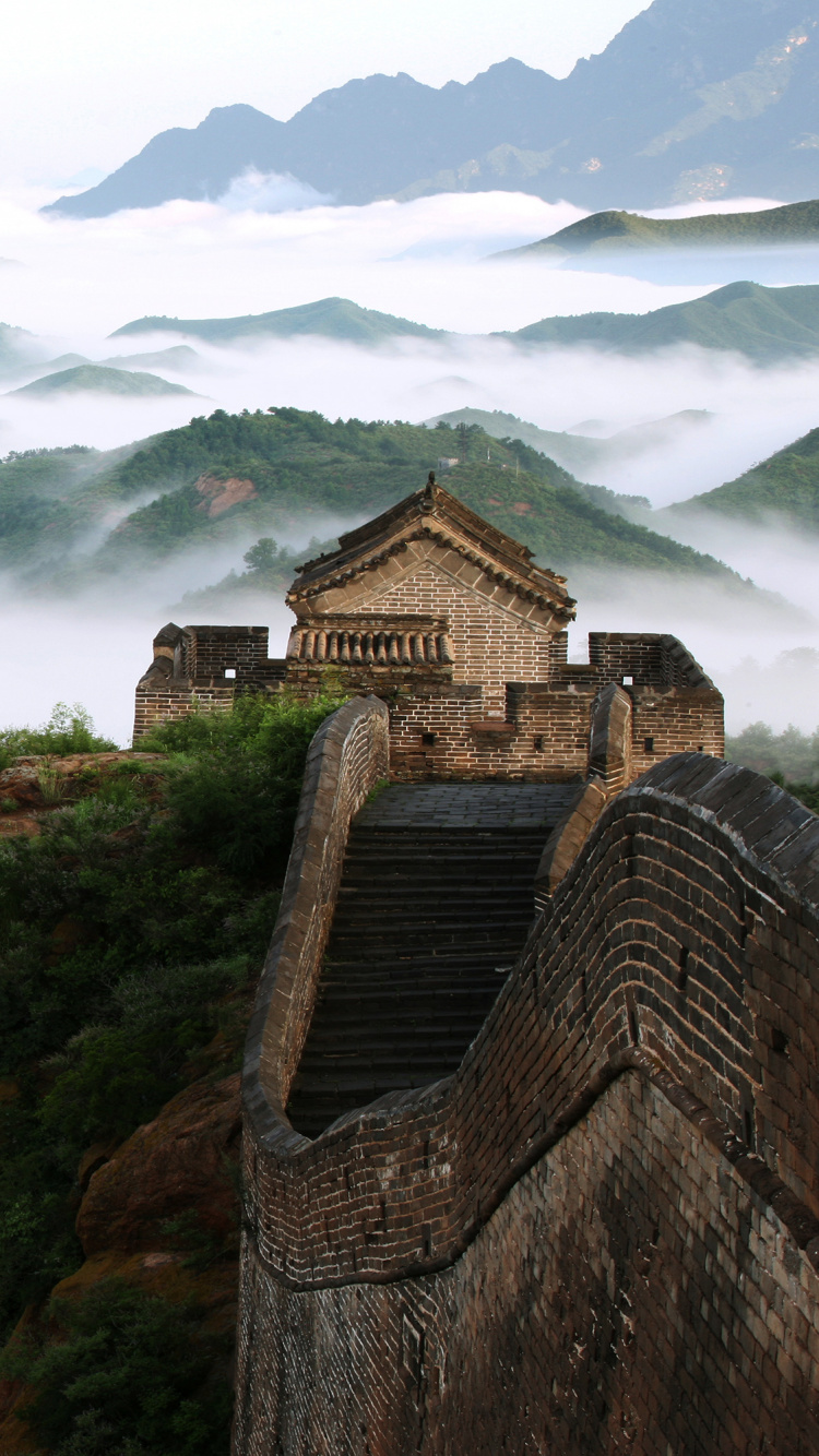 中国的长城, 高地, 山站, 旅游景点, 天空 壁纸 750x1334 允许
