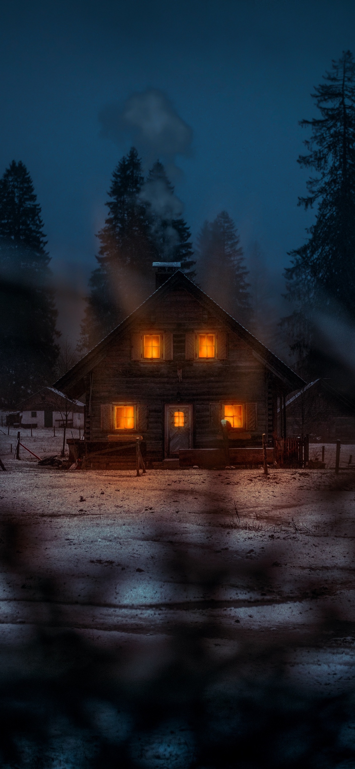 Atmosphère, Neige, Zone Rurale, Cottage, Fenêtre. Wallpaper in 1242x2688 Resolution