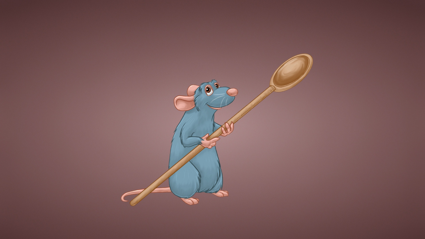 Blue and Brown Bear Holding a Stick Illustration. Wallpaper in 1366x768 Resolution