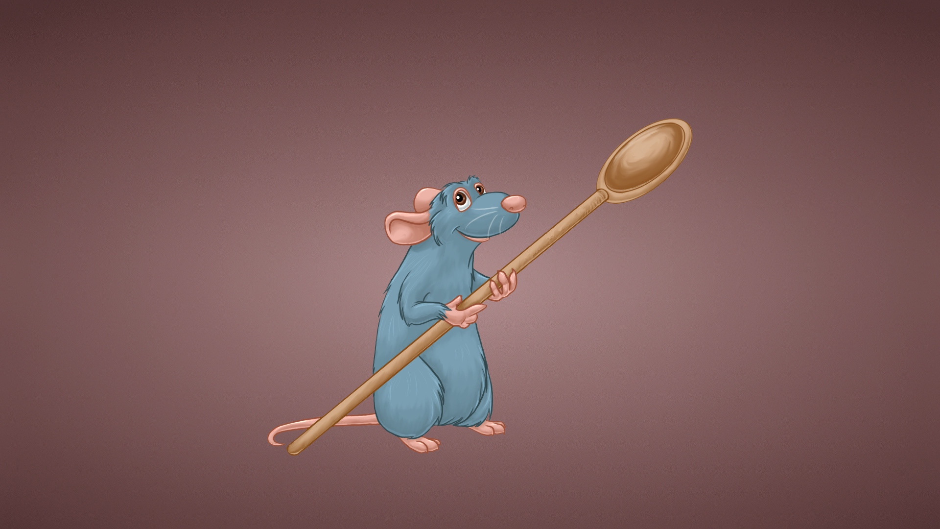 Blue and Brown Bear Holding a Stick Illustration. Wallpaper in 1920x1080 Resolution