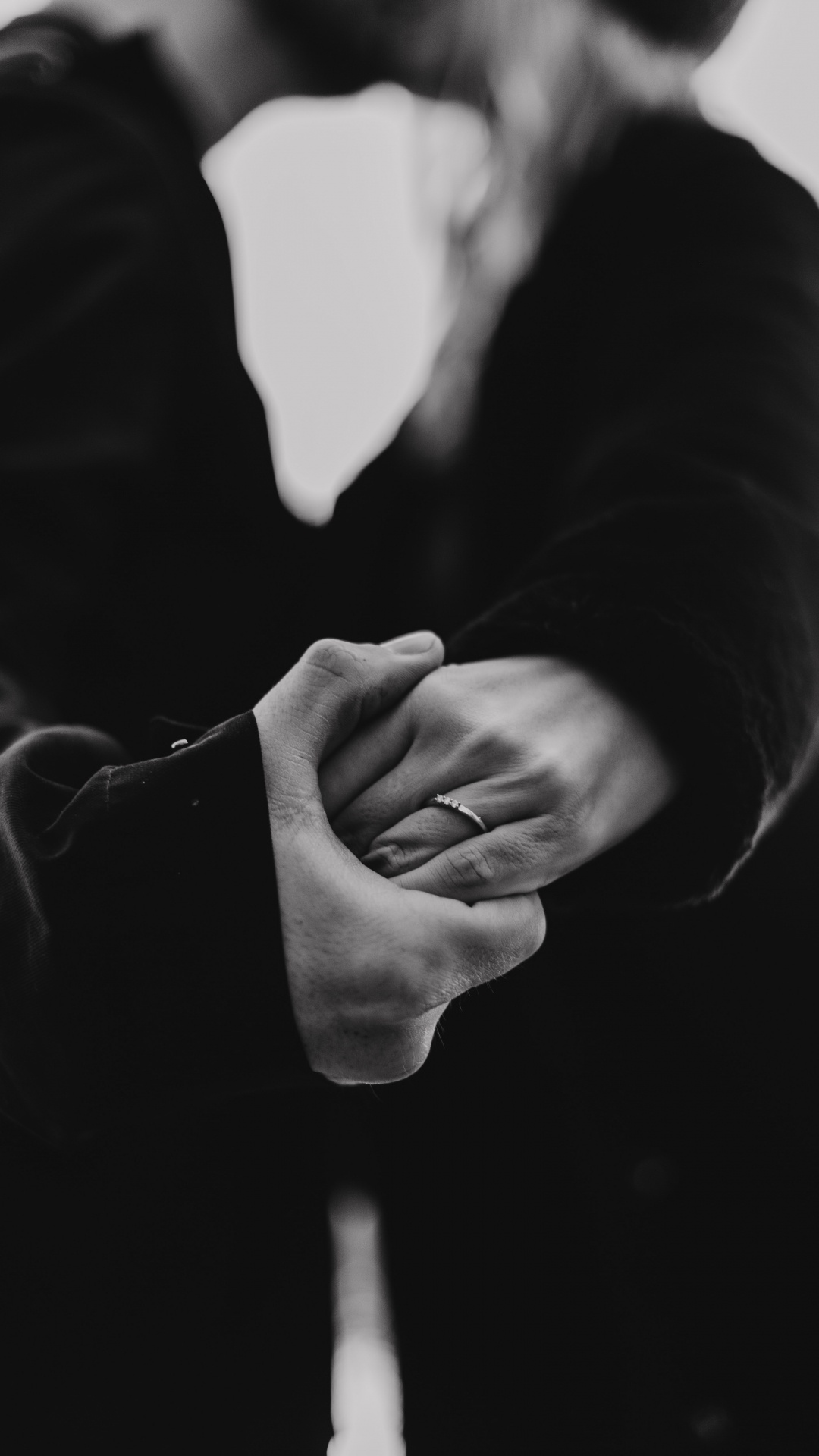 Grayscale Photo of Person Holding Hands. Wallpaper in 1080x1920 Resolution