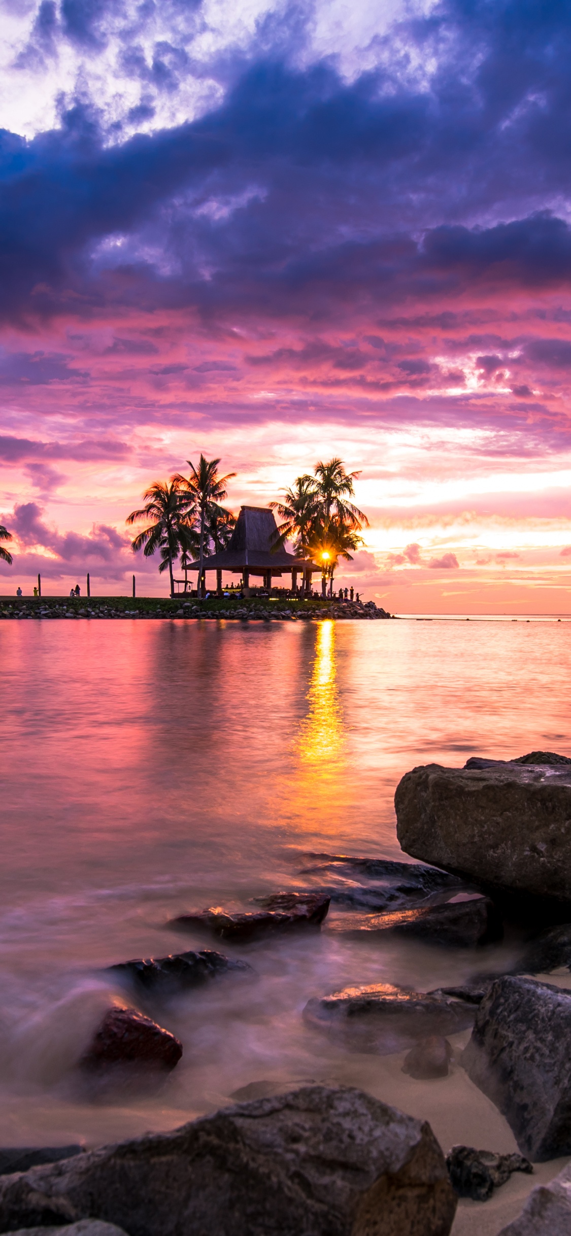 Beach, Sunset, Sea, Resort, Cloud. Wallpaper in 1125x2436 Resolution